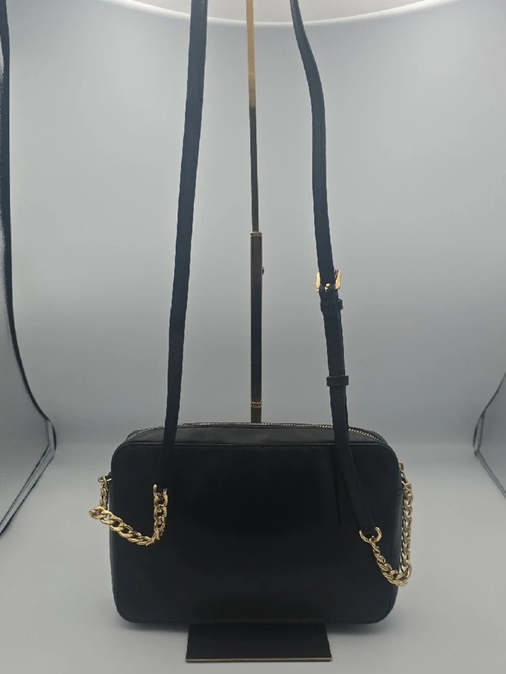 Michael Kors Black Crossbody Bag with Gold Chain Lattice